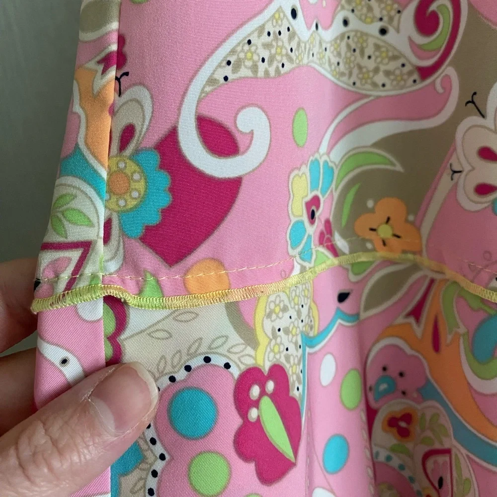 Y2K Sag Harbor Women Pink Multicolor Paisley Floral Knee Length Summer Skirt 12 - Picture 3 of 12